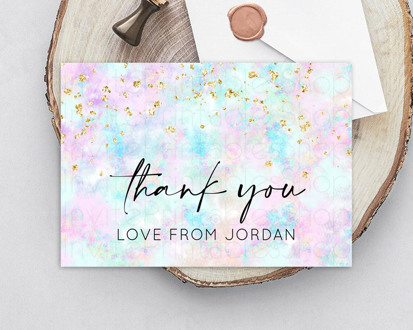 Pastel Thank You Rainbow Thank You Card Colorful Pastel Birthday Thank You Card Confetti Watercolor Pastel Teacher Thank You Cards D10652