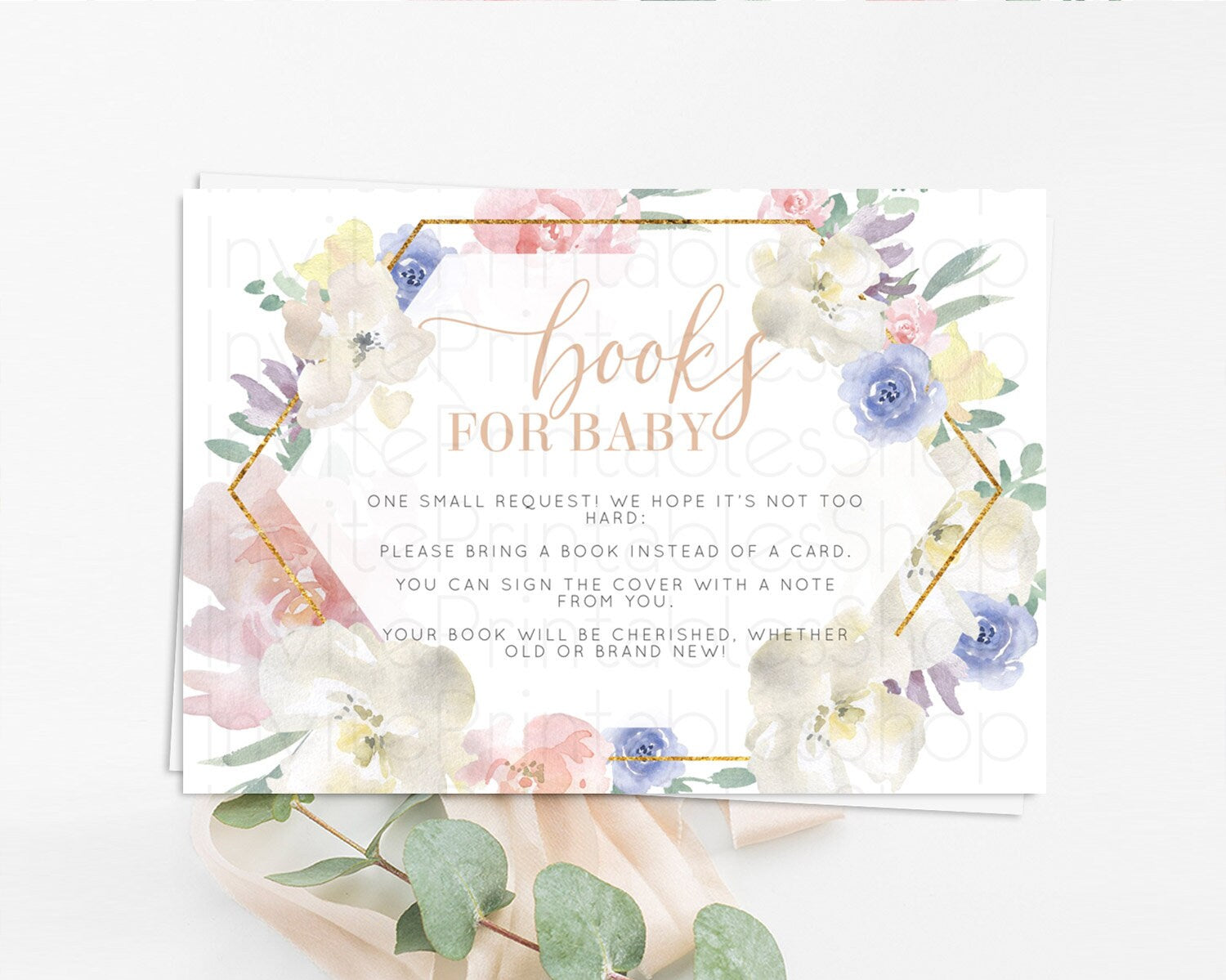 Editable Secret Garden Books For Baby Card Boho Wildflower Book Insert Paste