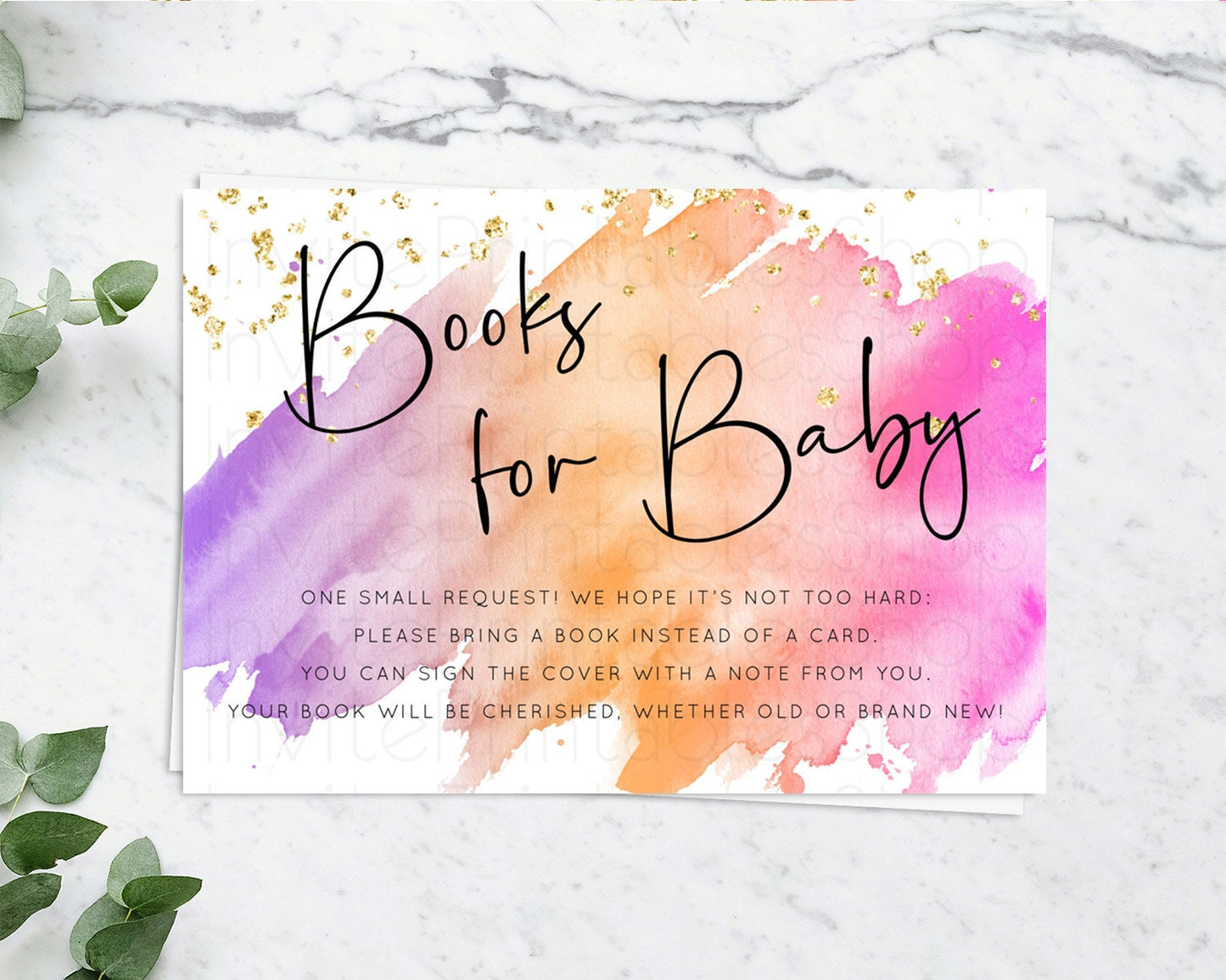 Pastel Books For Baby Card Pastel Rainbow Book Insert Colorful Ombre Watercolor Book Card Confetti Glitter Baby Book Poem Request D10488