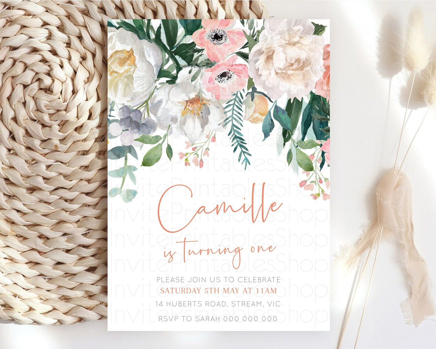 Editable Secret Garden Invitation Wildflower Birthday Invitation Pastel Flow