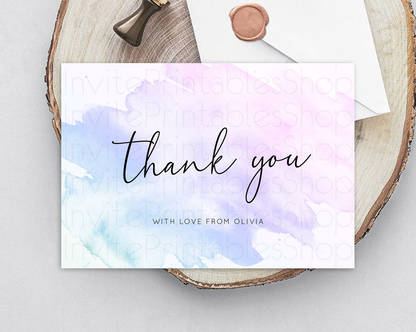 Purple Thank You Purple Watercolor Thank You Card Pastel Purple Card Template Watercolor Splash Cards Teacher Thank You Cards D10165