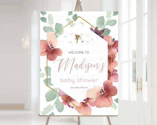 Fairy Baby Shower Welcome Sign Fairy Welcome Board Enchanted Garden Pastel Floral Butterfly Décor Secret Garden Fairy Welcome Sign D10460