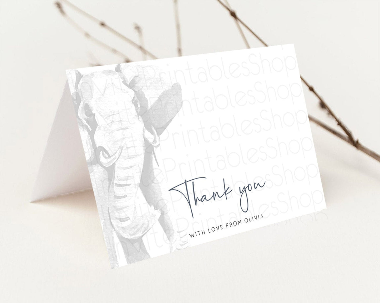 Pastel Elephant Thank You Rainbow Elephant Thank You Card Colorful Rainbow Birthday Thank You Pastel Teacher Thank You Card Template D10292