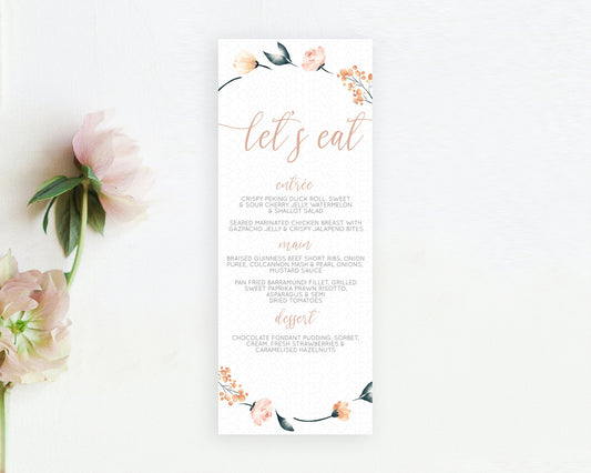 Secret Garden Menu Wildflower Menu Template Pastel Flower Garden Table Decor Boho Floral Dinner Dessert Floral Party Food Menu D10240