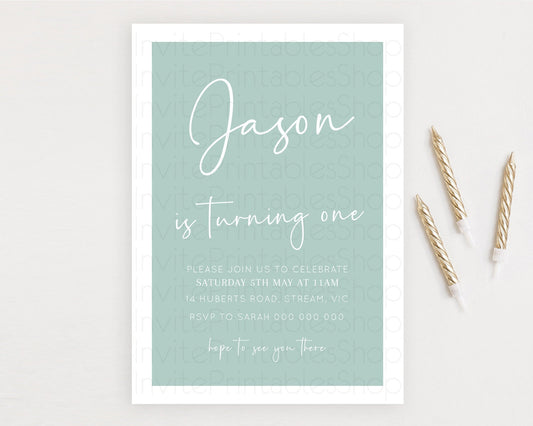 Editable Green Birthday Invitation Plain Green Invitation Minimalist Invitat