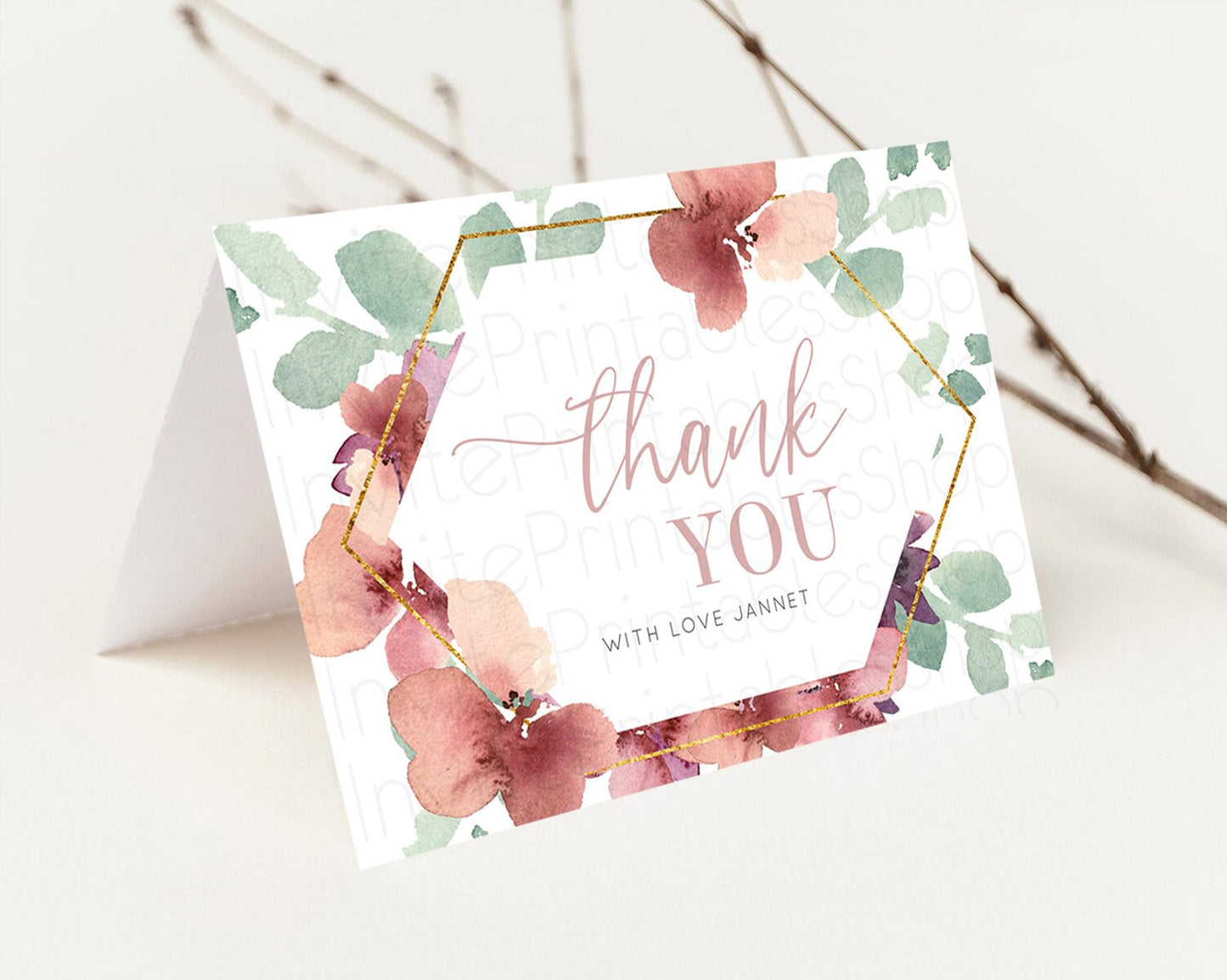 Secret Garden Thank You Wildflower Thank You Card Pastel Flower Garden Birthday Thank You Card Boho Floral Teacher Thank You Card D10964