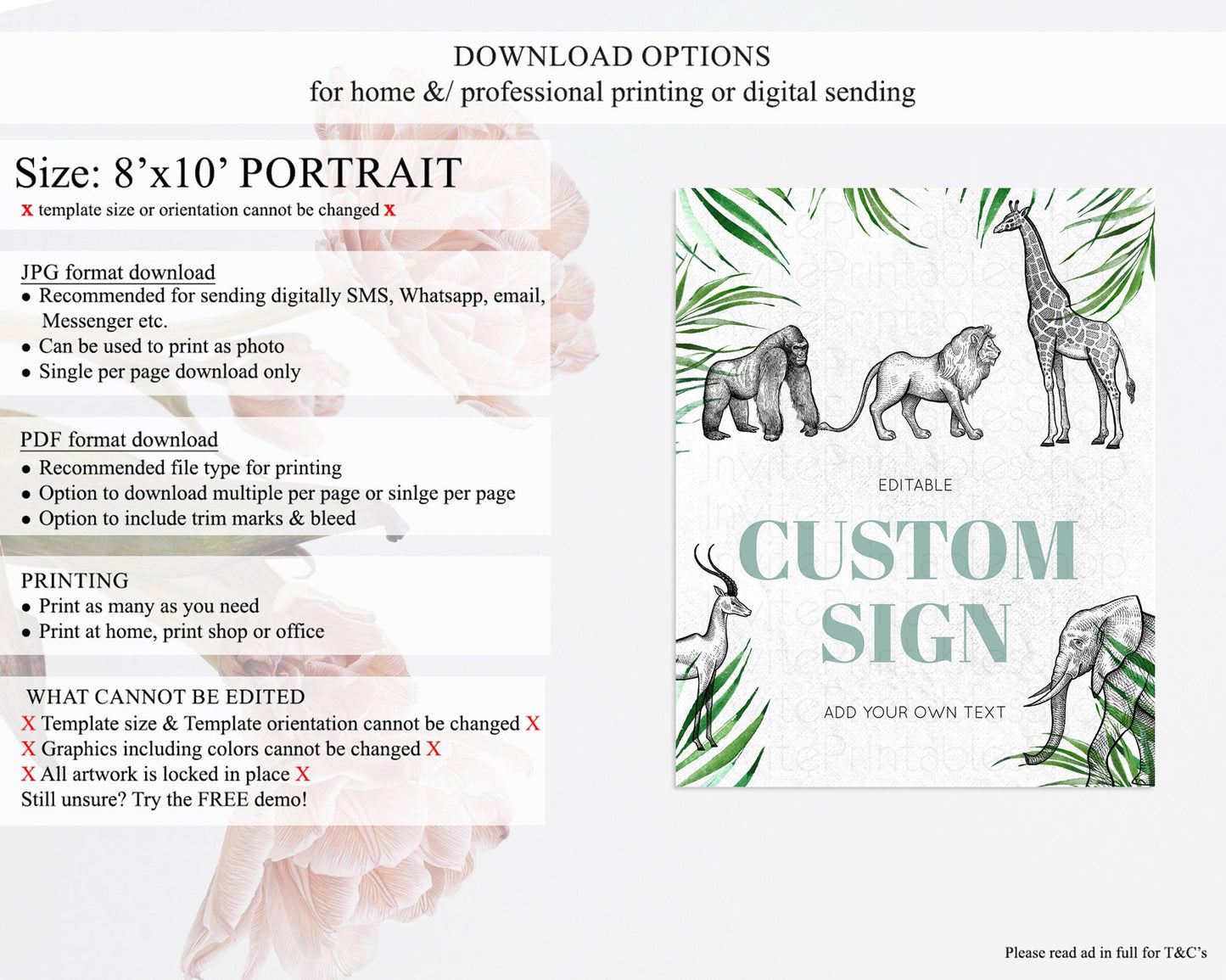 Safari Adventure Table Sign Decor Lion Gorilla Elephant Rhino Animals Party Tropical Palm Zoo Theme 1st Birthday Baptism Baby Shower D10853