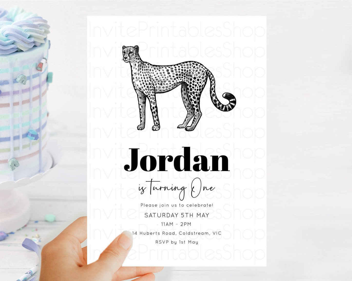 Cheetah Birthday Invitation Cheetah Invitation Cheetah Birthday Cheetah Safari Adventure Invite Cheetah Palm Leaf Invite Zoo Party D10290