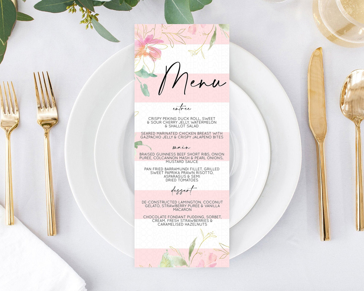 Secret Garden Menu Wildflower Menu Template Pastel Flower Garden Table Decor Boho Floral Dinner Dessert Floral Party Food Menu D10301