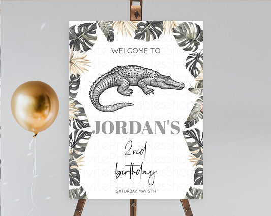 Editable Crocodile Welcome Sign Alligator Welcome Board Croc Gator Party Wel