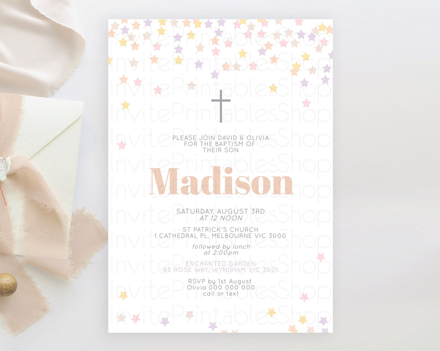 Star Baptism Invitation Pastel Stars Baptism 1st Birthday Invitation Rainbow Colors Confetti Twinkle Little Star Christening Invite D10810