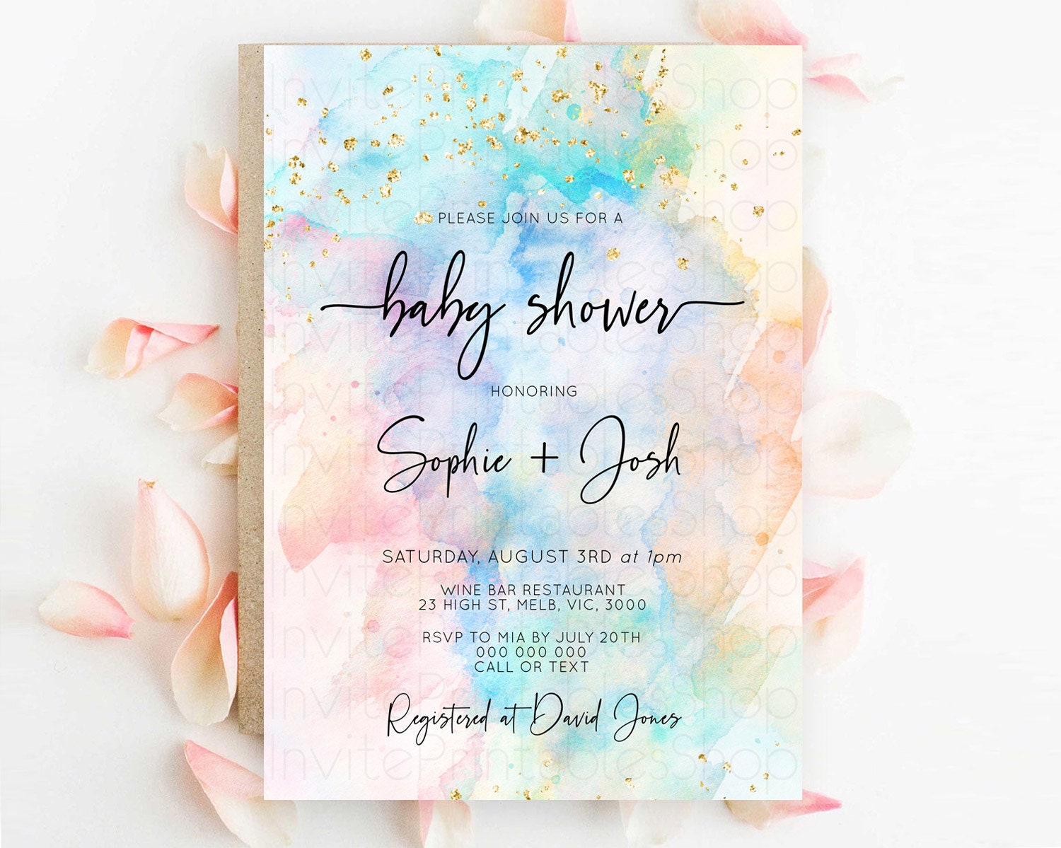 Editable Pastel Baby Shower Invitation Rainbow Baby Shower Invitation Colorf