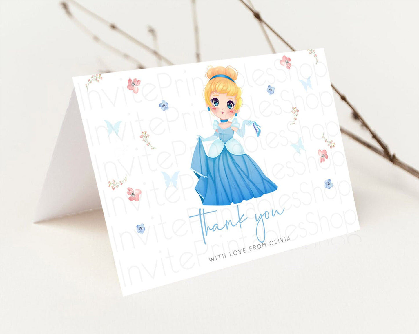 Princess Thank You Castle Thank You Card Secret Garden Birthday Thank You Card Enchanted Castle Pastel Floral Teacher Thank You Card D10354