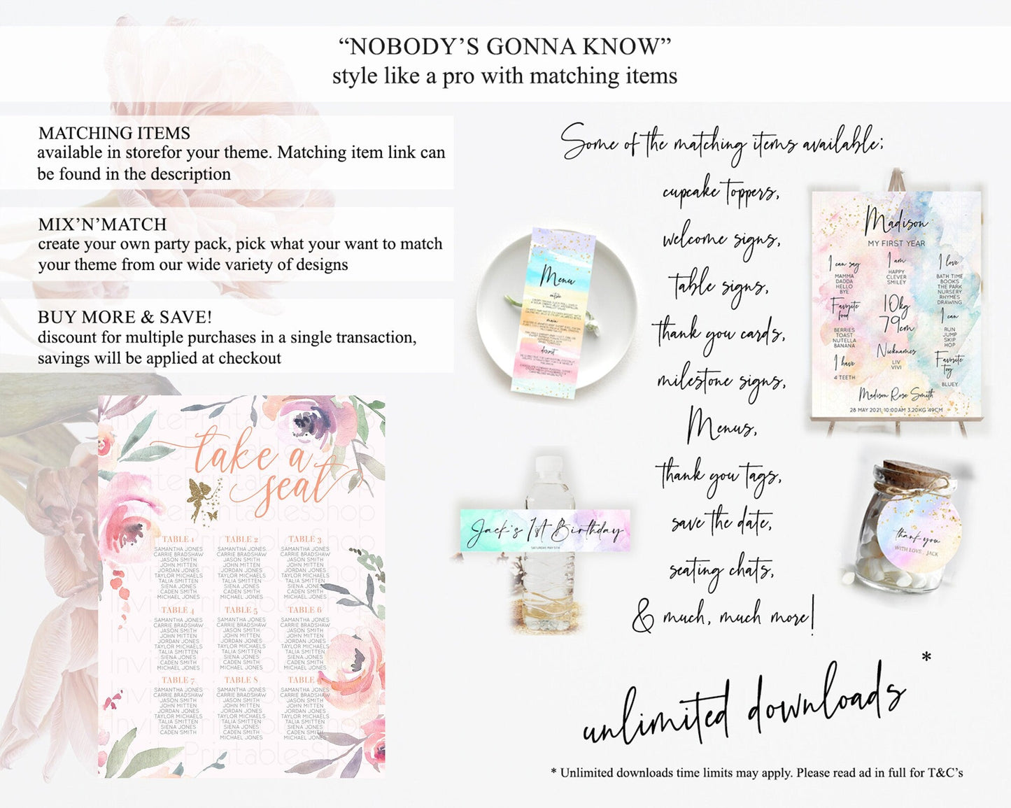 Fairy Seating Chart Pastel Fairy Seating Chart Fairy Tea Party Fairy Garden Seating Sign Enchanted Garden Floral Butterfly Decor D10197