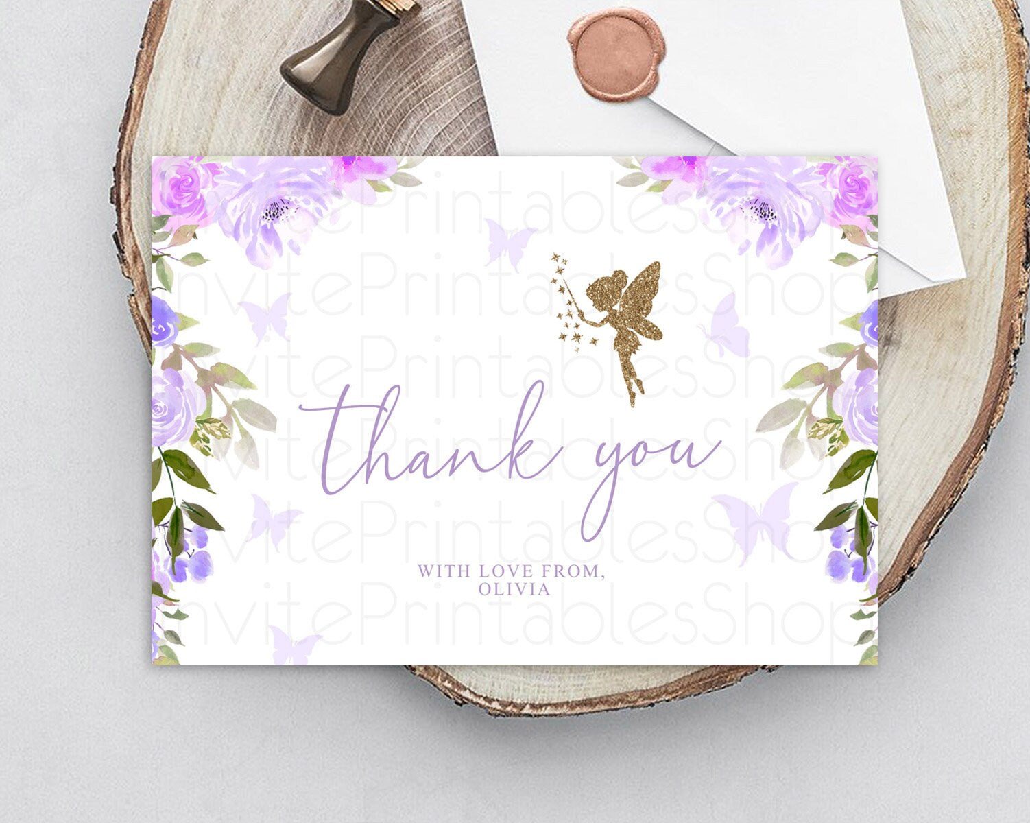 Editable Fairy Thank You Fairy Thank You Card Enchanted Garden Pastel Butter