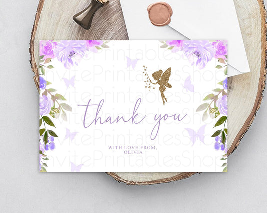 Editable Fairy Thank You Fairy Thank You Card Enchanted Garden Pastel Butter