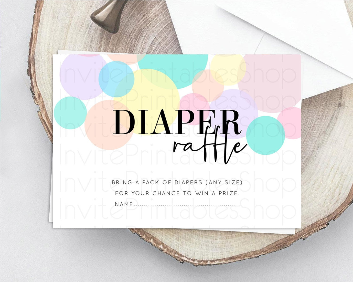 Pastel Diaper Raffle Card Pastel Rainbow Diaper Raffle Insert Colorful Ombre Watercolor Diaper Ticket Confetti Glitter Raffle Game D10223