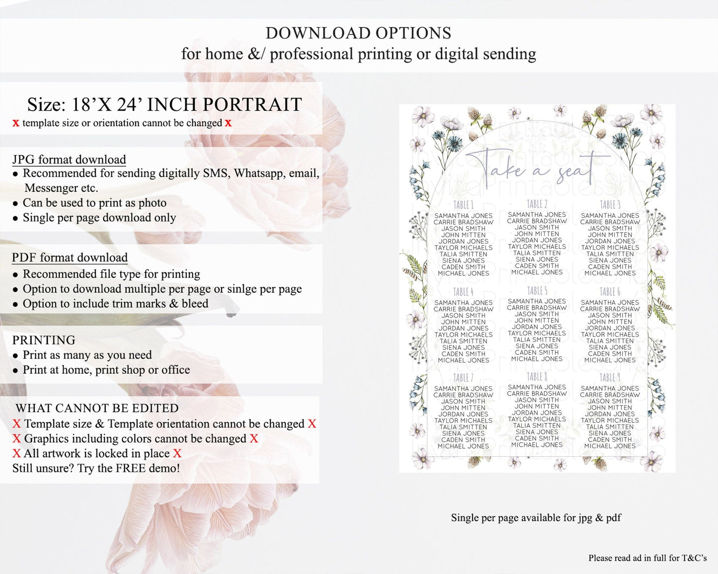 Secret Garden Seating Chart Wildflower Seating Chart Pastel Flowers Seating Chart Enchanted Garden Boho Floral Take A Seat Decor D10603