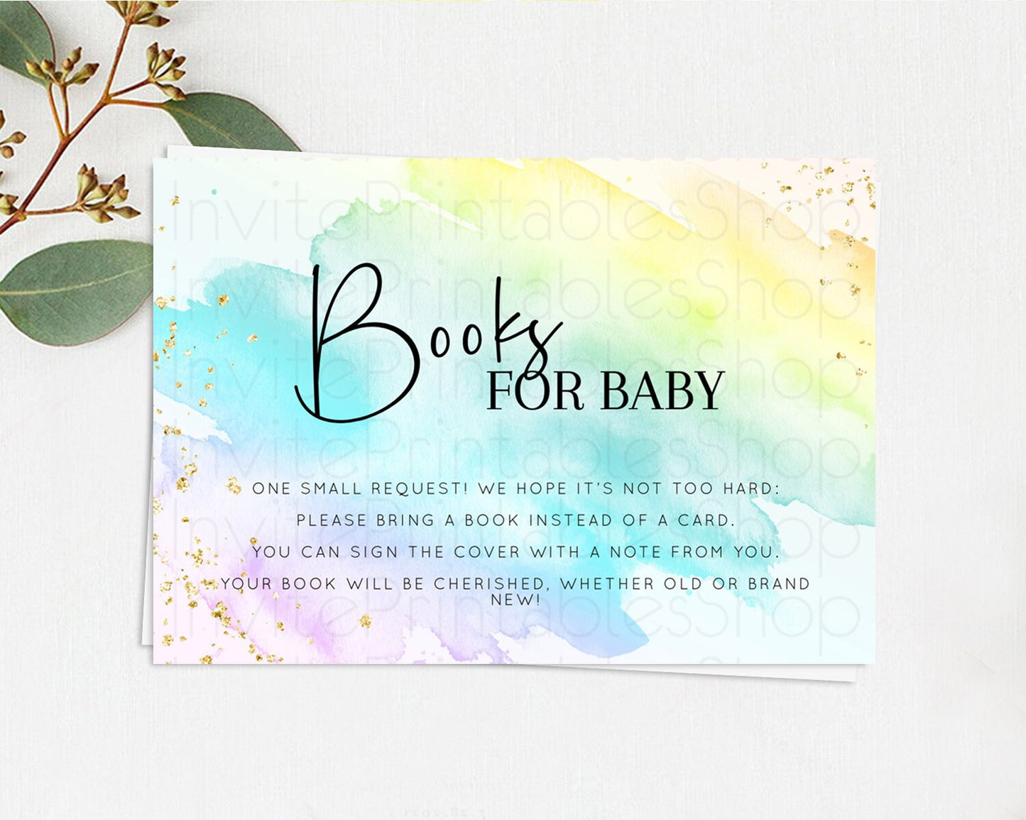 Pastel Books For Baby Card Pastel Rainbow Book Insert Colorful Ombre Watercolor Book Card Confetti Glitter Baby Book Poem Request D10171