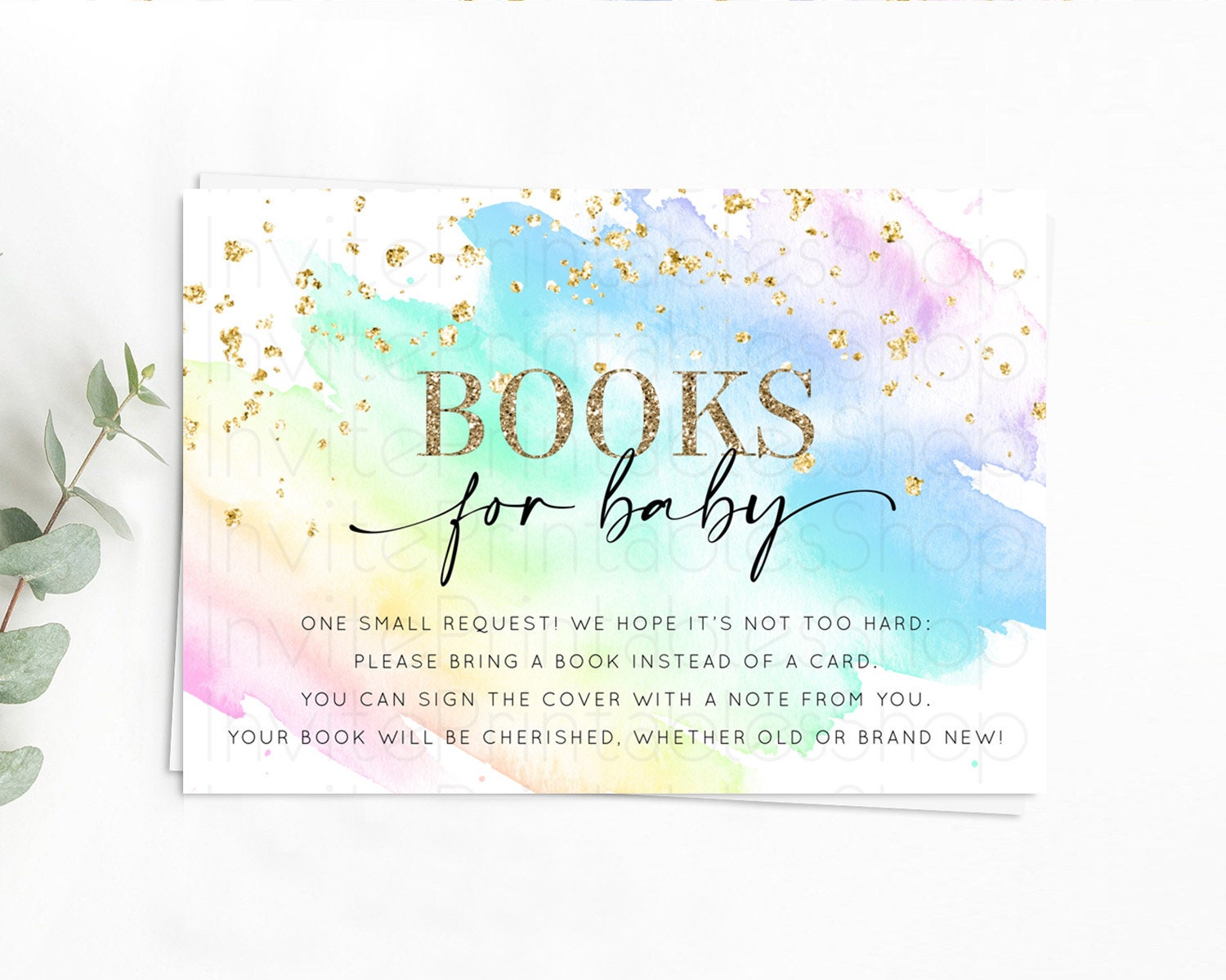 Editable Pastel Books For Baby Card Pastel Rainbow Book Insert Colorful Ombr