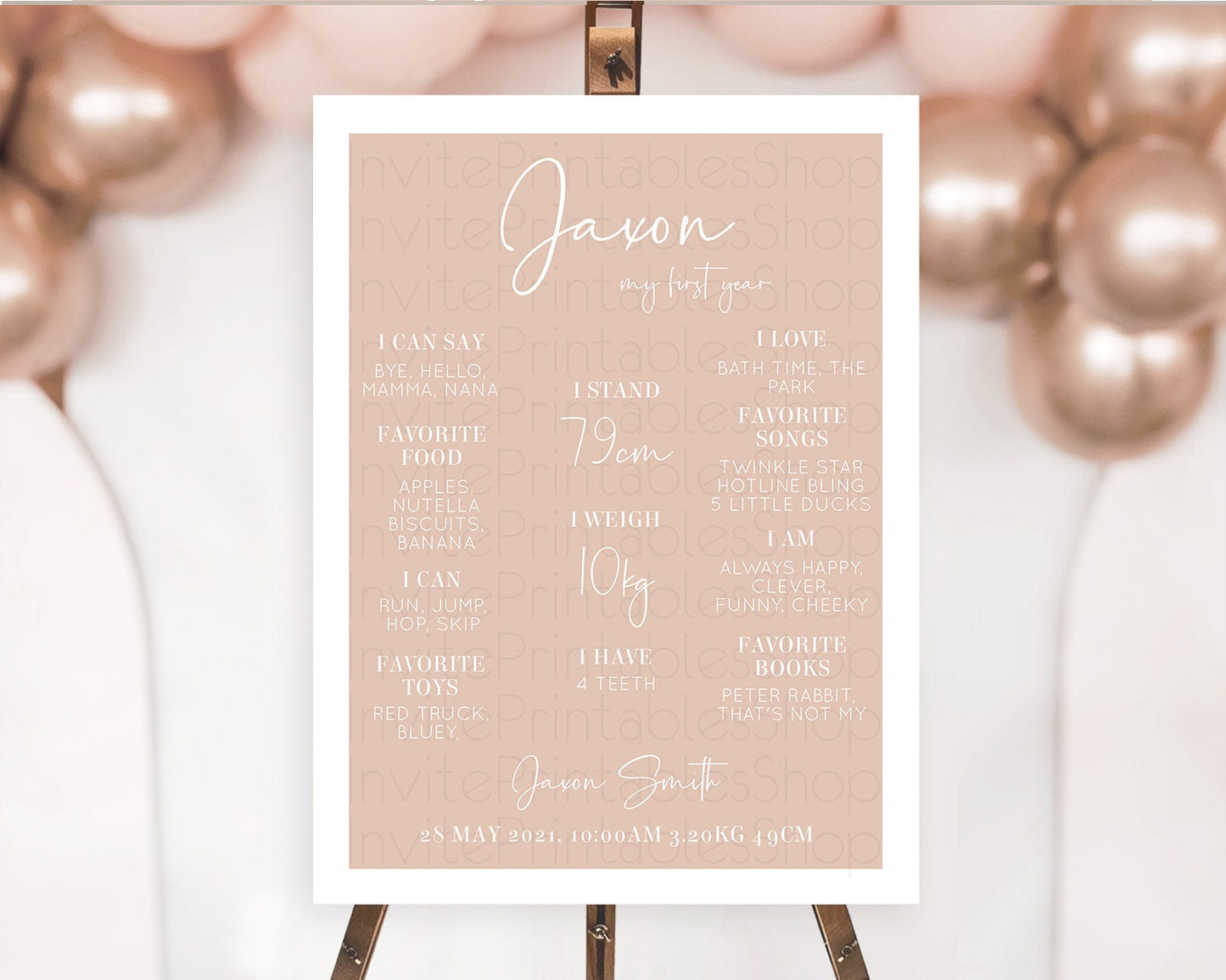 Orange First Birthday Milestone Poster Plain Orange Milestone Board Minimal Pastel Orange Milestone Modern 1st Birthday Welcome Sign D10938
