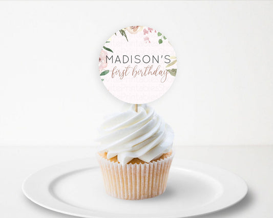 Editable Secret Garden Cupcake Toppers Wildflower Cupcake Toppers Pastel Flo