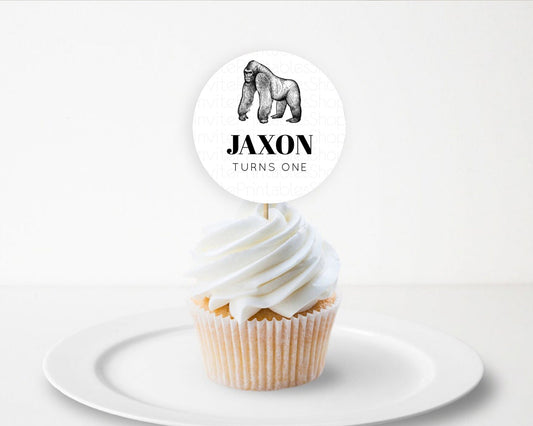 Editable Gorilla Cupcake Toppers Jungle Gorilla Cupcake Gorilla Party Decor