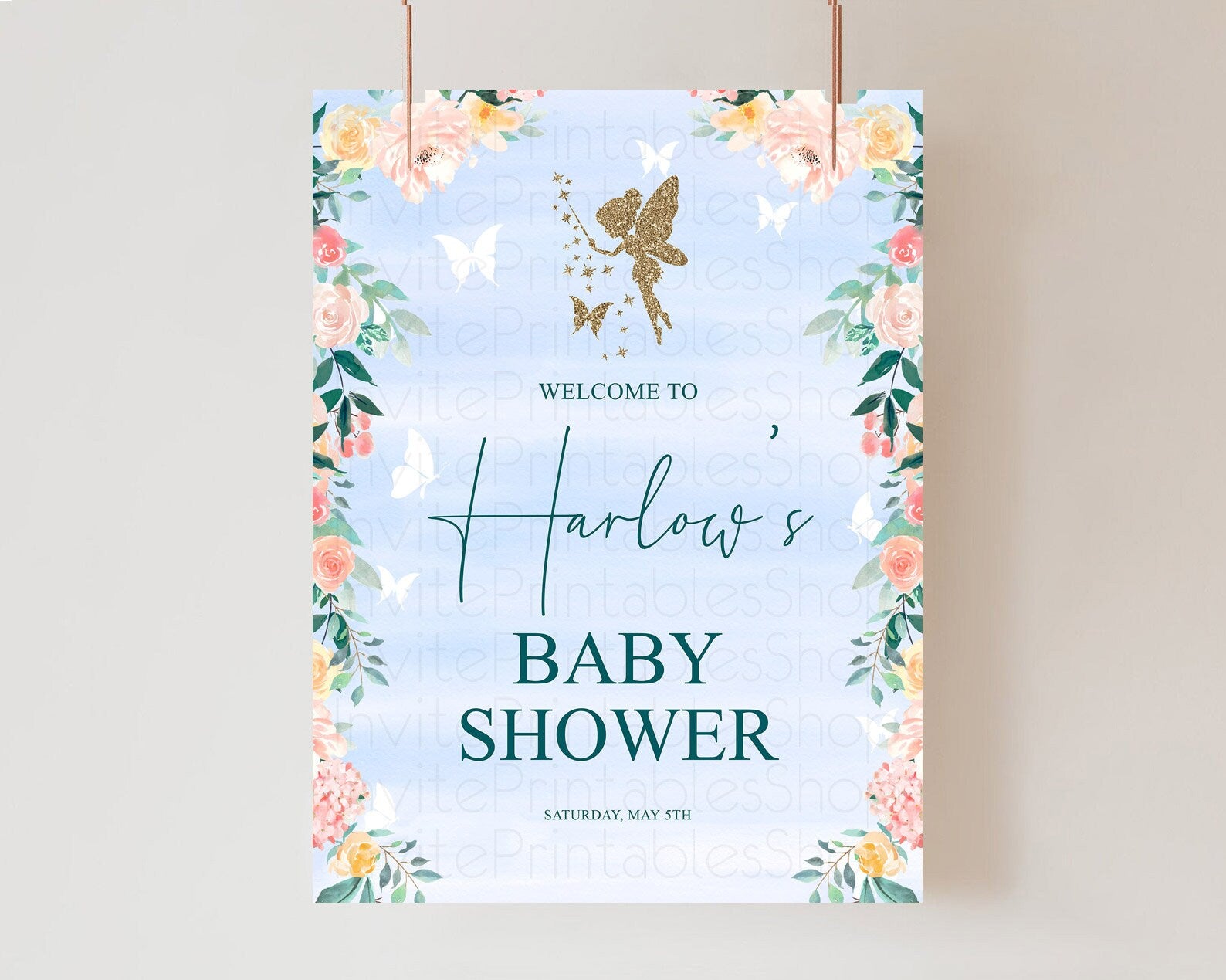 Editable Fairy Baby Shower Welcome Sign Fairy Welcome Board Enchanted Garden