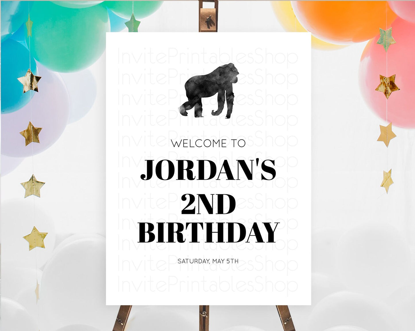 Gorilla Welcome Sign Gorilla Welcome Board Gorilla Party Welcome Poster Safari Adventure Decor Gorilla First Birthday Welcome Sign D10799