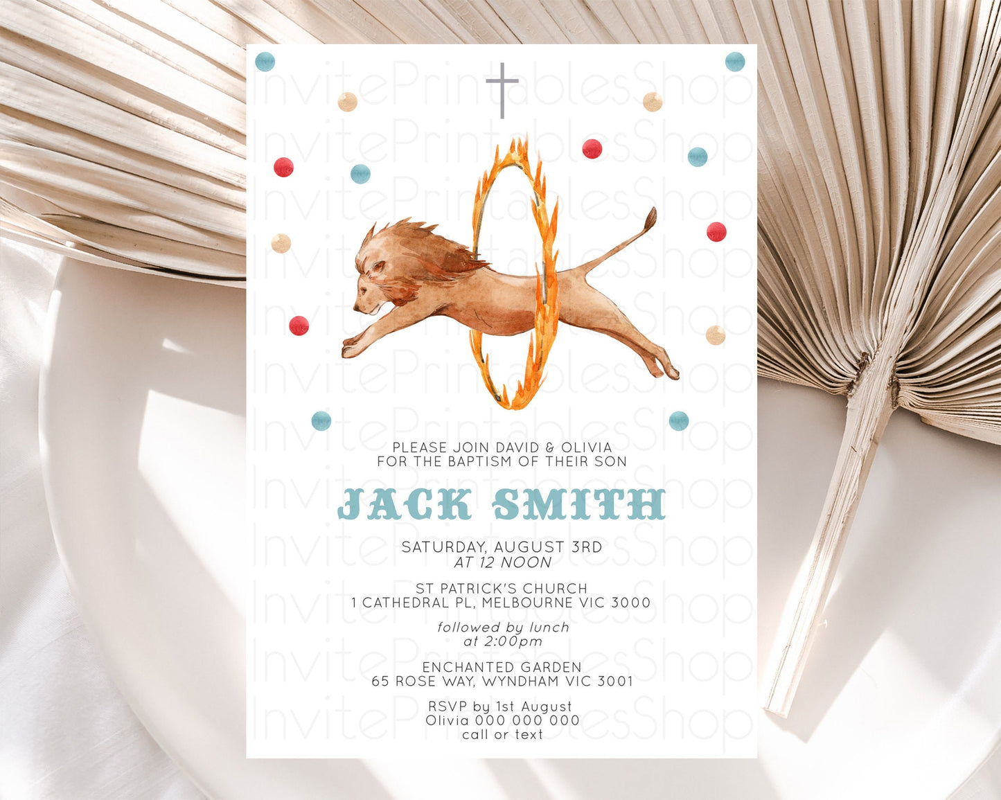 Circus Baptism Invitation Carnival Baptism 1st Birthday Invitation Clown Circus Lion Christening Invitation Circus Tent Elephant D10523