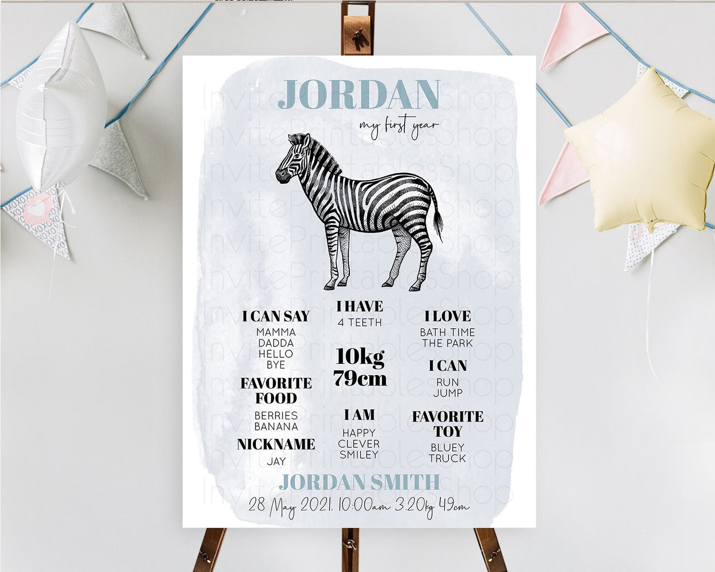 Zebra First Birthday Milestone Board Zebra Milestone Poster Zebra Decor Safari Adventure Zebra First Birthday Welcome Sign D10814