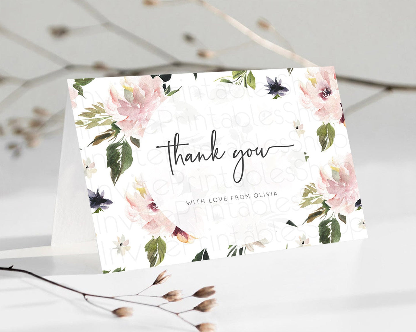 Secret Garden Thank You Wildflower Thank You Card Pastel Flower Garden Birthday Thank You Card Boho Floral Teacher Thank You Card D10538