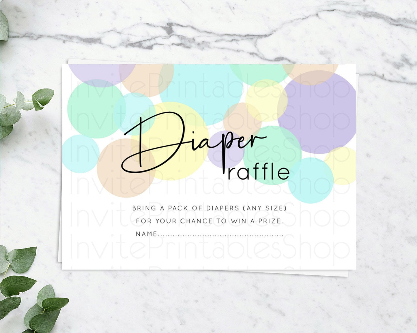 Rainbow Diaper Raffle Card Pastel Sprinkles Diaper Raffle Insert Rainbow Confetti Diaper Ticket Colorful Bubbles Pastel Raffle Game D10412