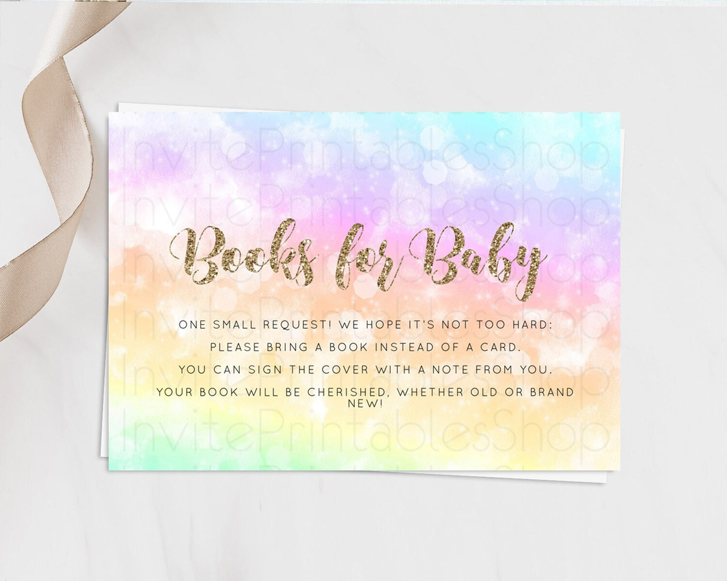 Pastel Books For Baby Card Pastel Rainbow Book Insert Colorful Ombre Watercolor Book Card Confetti Glitter Baby Book Poem Request D10648