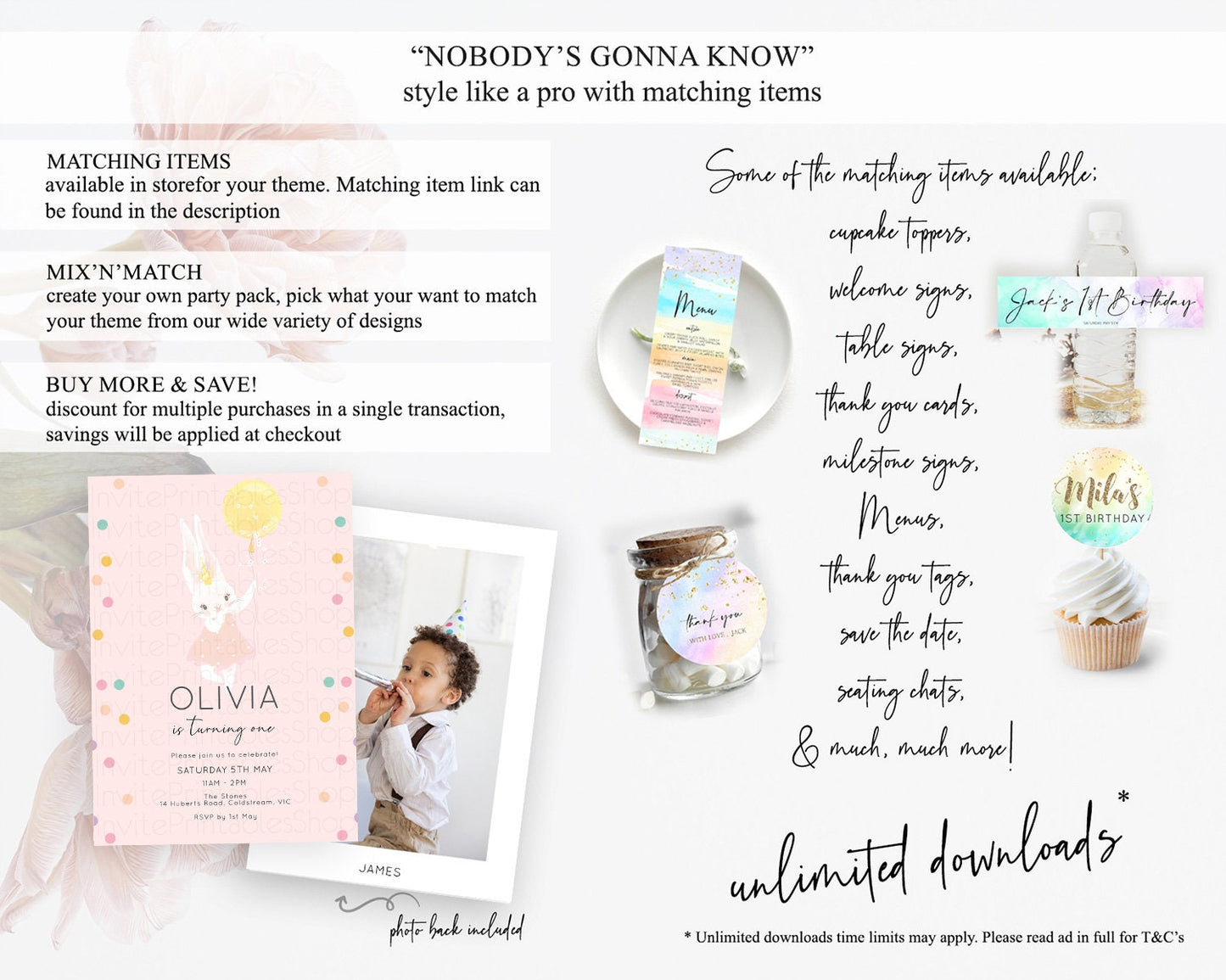 Bunny Birthday Invitation Pastel Bunny Invitation Bunny Balloon Invites Pastel Confetti Balloon Bunny Invites 2nd 1st First Birthday D10219