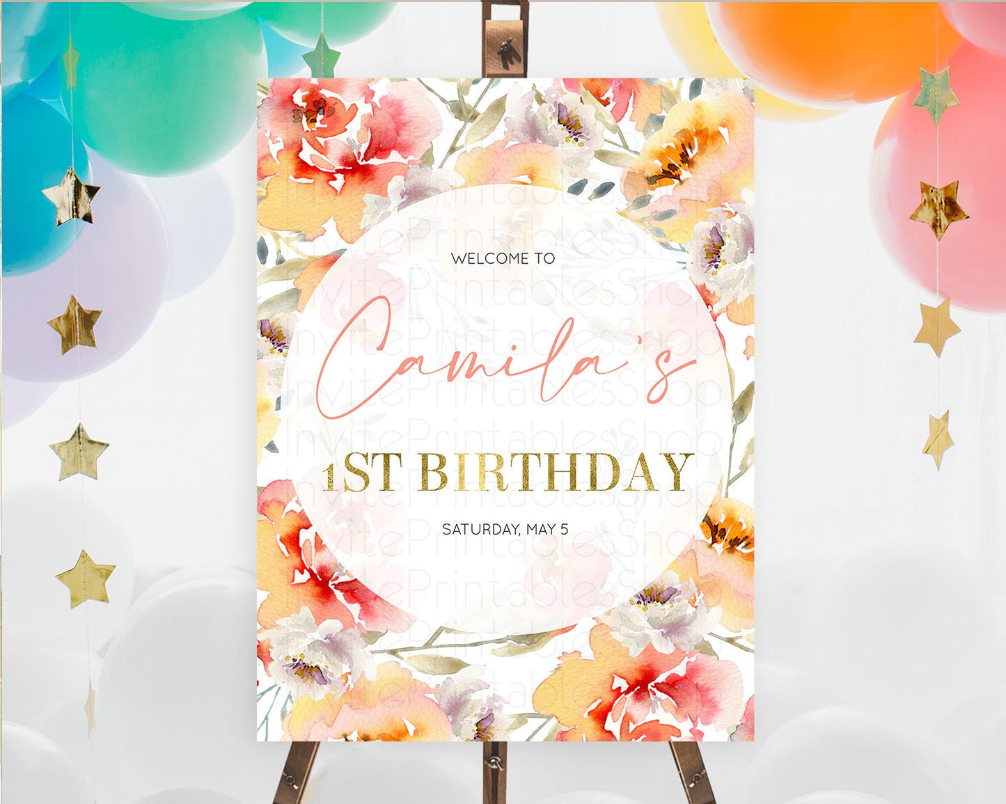 Secret Garden Welcome Sign Wildflower Welcome Board Pastel Flower Garden Welcome Poster Boho Wildflower First Birthday Welcome Sign D10280