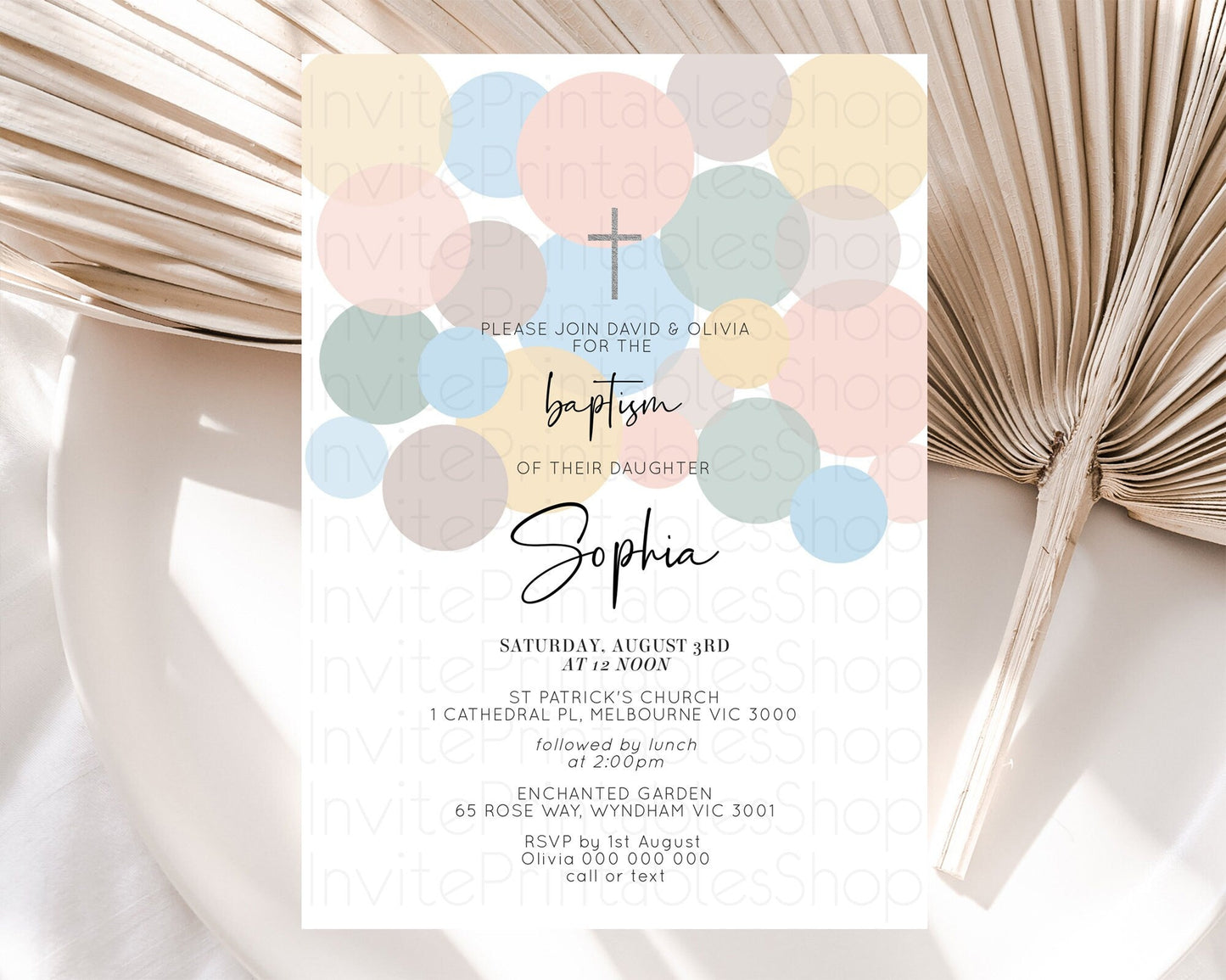 Pastel Baptism Invitation Pastel Confetti Baptism 1st Birthday Invitation Colorful Rainbow Confetti Bubbles Christening Invitation D10602