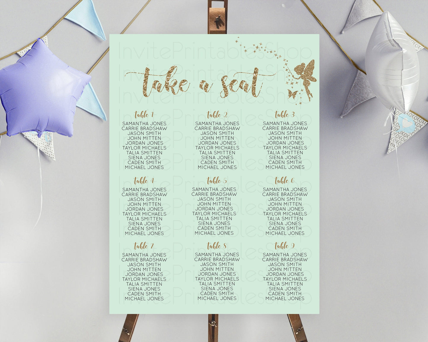 Fairy Seating Chart Pastel Fairy Seating Chart Fairy Tea Party Fairy Garden Seating Sign Enchanted Garden Floral Butterfly Décor D10908