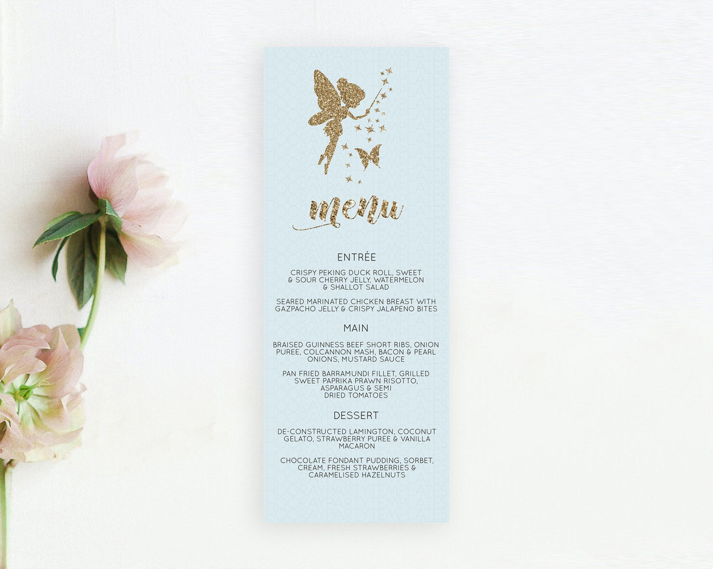 Fairy Menu Fairy Menu Template Enchanted Garden Pastel Floral Butterfly Table Decor Fairy Secret Garden Dinner Dessert Food Menu D10907