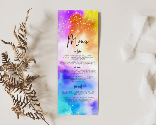 Editable Pastel Menu Pastel Rainbow Menu Template Colorful Pastel Table Deco