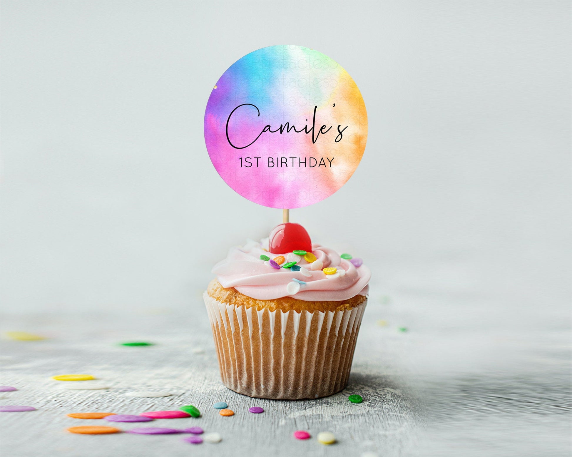 Editable Tie Dye Cupcake Toppers Rainbow Tie Dye Cupcake Toppers Rainbow Col