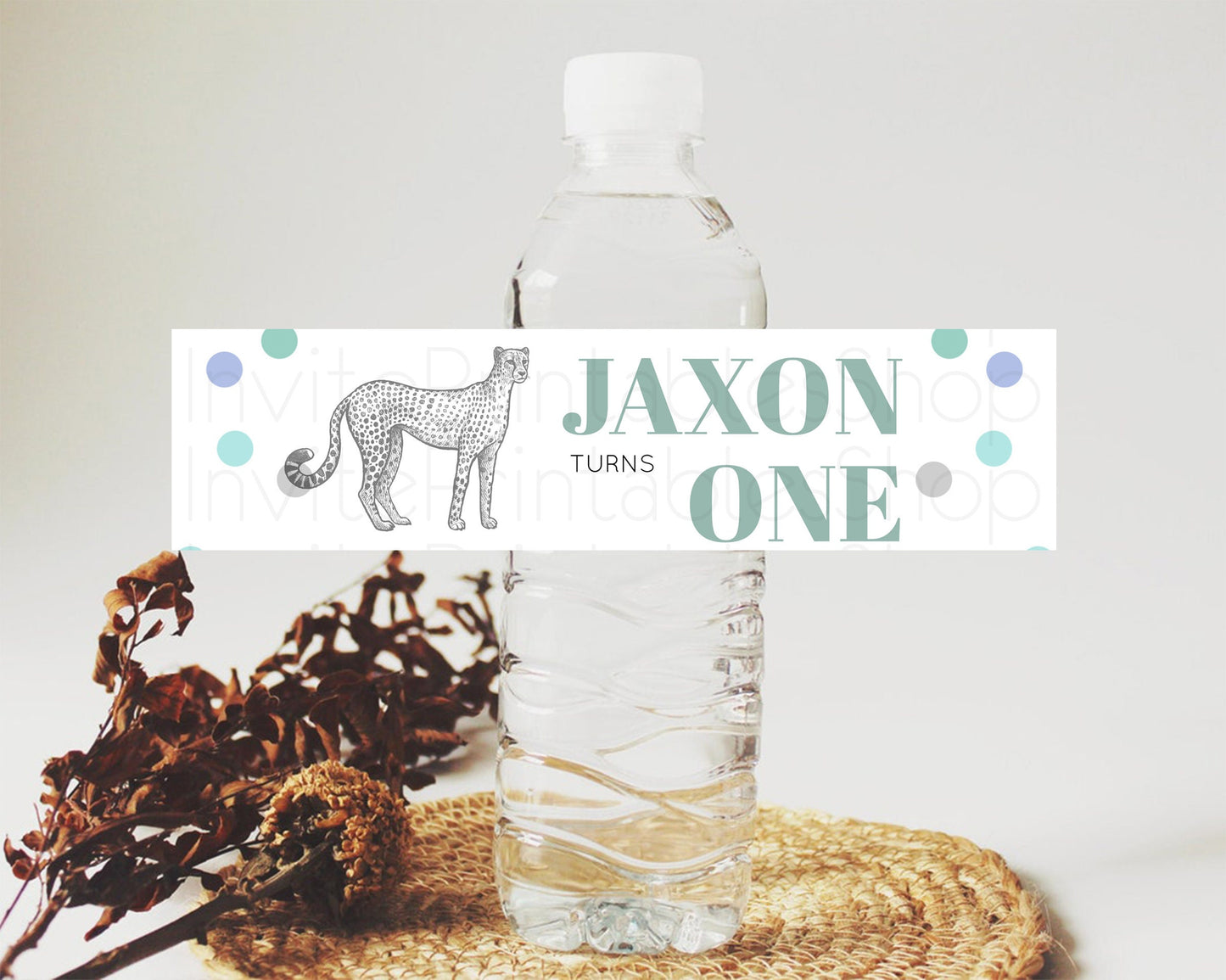 Cheetah Water Label Template Cheetah Party Decor Water Label Safari Adventure Cheetah Minimal Theme 1st Birthday Baptism Baby Shower D10857