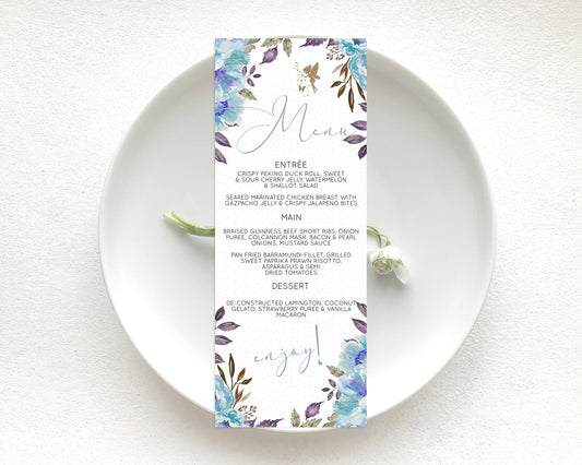 Editable Fairy Menu Fairy Menu Template Enchanted Garden Pastel Floral Butte