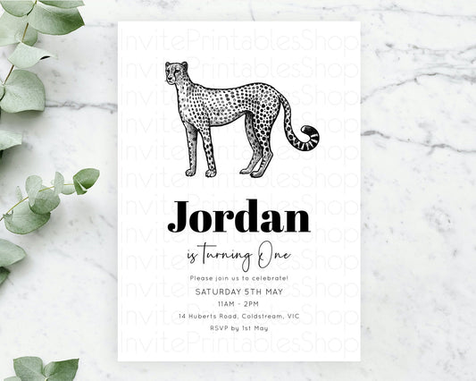 Editable Cheetah Birthday Invitation Cheetah Invitation Cheetah Birthday Che