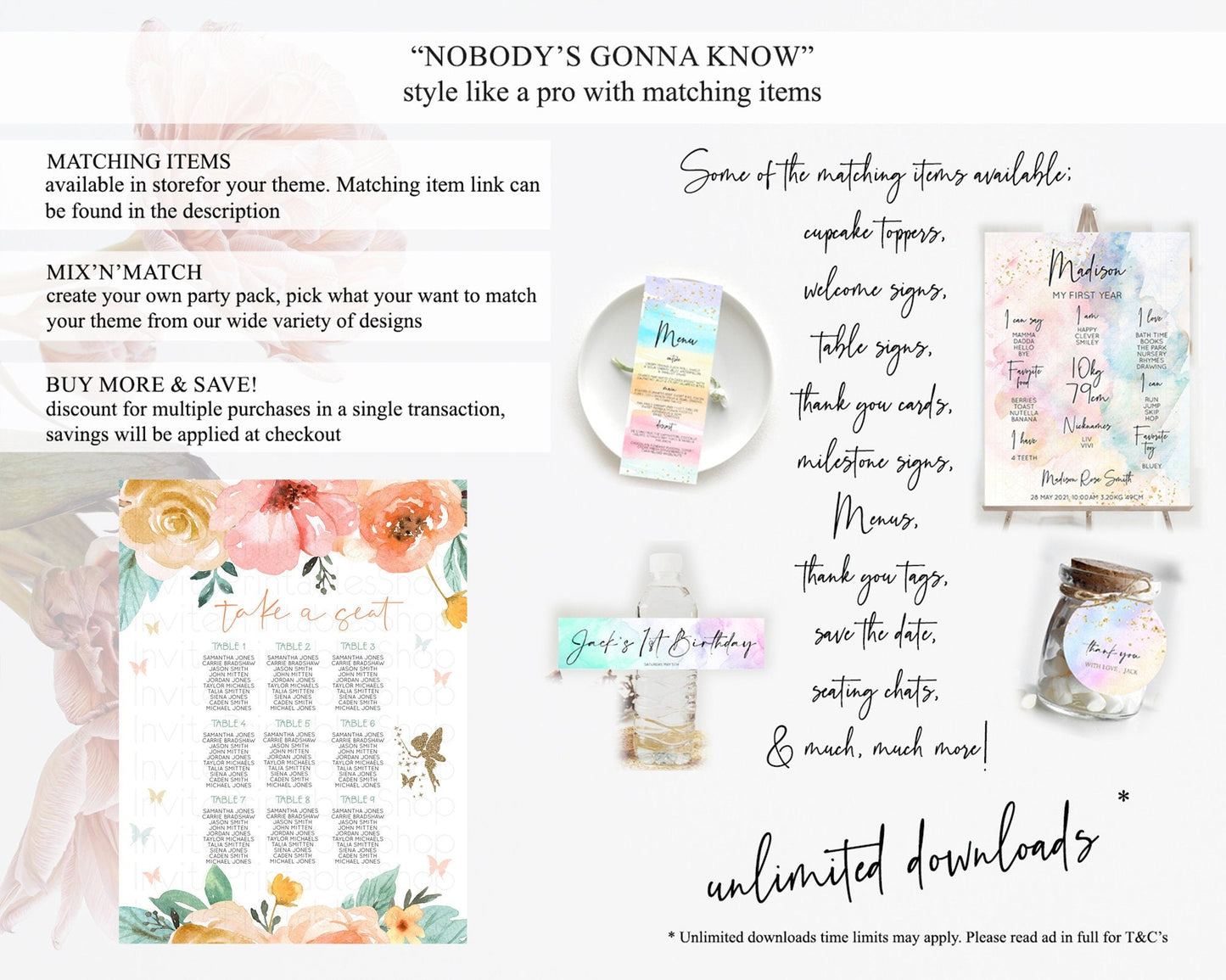 Fairy Seating Chart Pastel Fairy Seating Chart Fairy Tea Party Fairy Garden Seating Sign Enchanted Garden Floral Butterfly Decor D10346