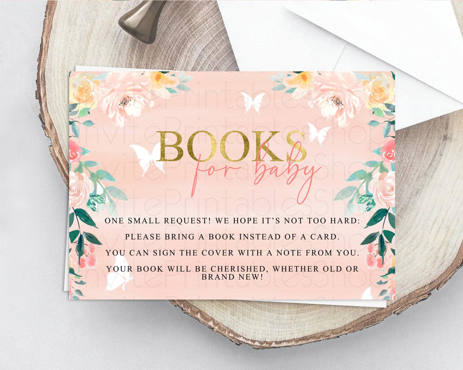 Editable Secret Garden Books For Baby Card Boho Wildflower Book Insert Paste