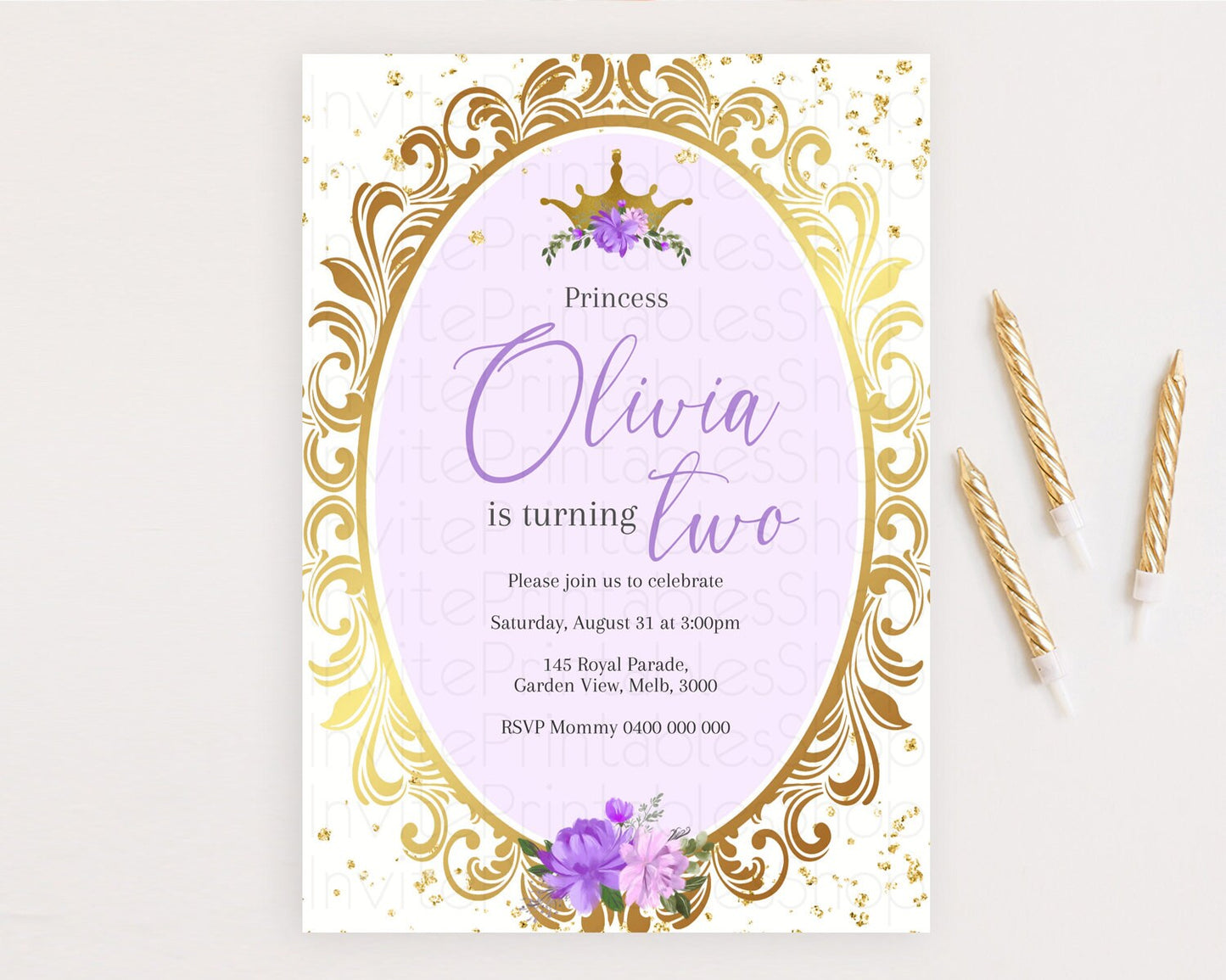 Princess Birthday Invitation Castle Invitation Royal Birthday Fairy Tale Enchanted Mirror Pastel Floral Garden 1st First Birthday D10749