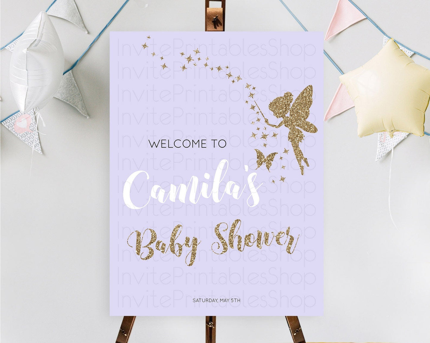 Fairy Baby Shower Welcome Sign Fairy Welcome Board Enchanted Garden Pastel Floral Butterfly Decor Secret Garden Fairy Welcome Sign D10389