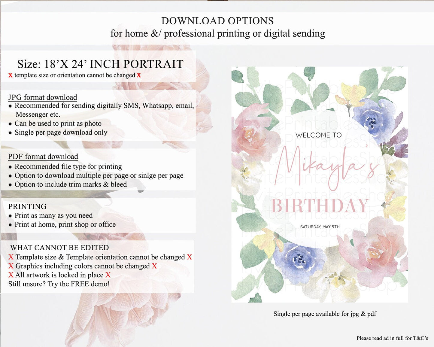Secret Garden Welcome Sign Wildflower Welcome Board Pastel Flower Garden Welcome Poster Boho Wildflower First Birthday Welcome Sign D10860