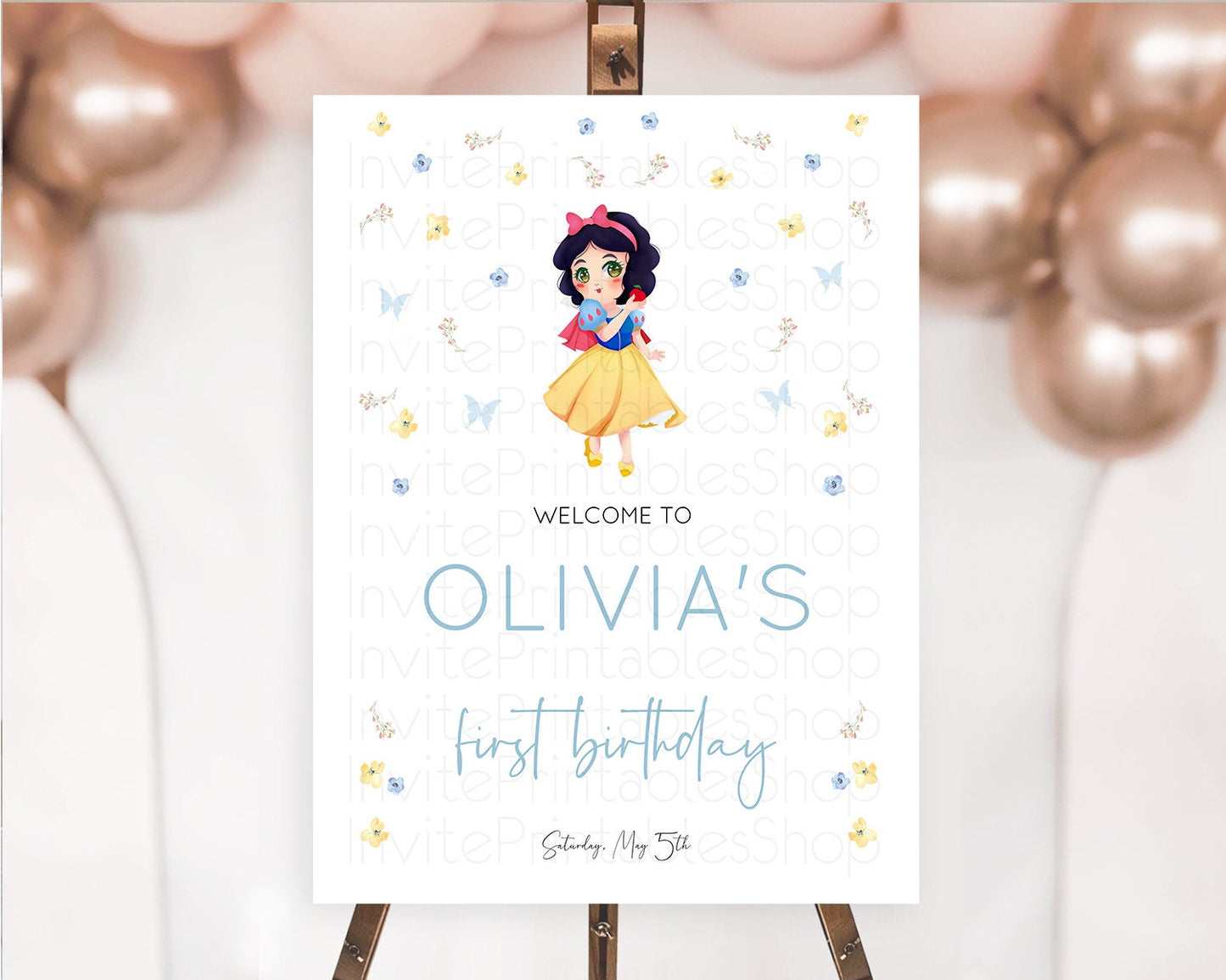 Editable Princess Birthday Welcome Sign Castle Welcome Board Secret Garden E
